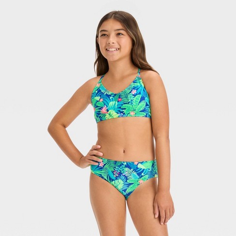 Girls' 'classic Ribbed' Solid Bikini Set - Art Class™ Coral Orange : Target