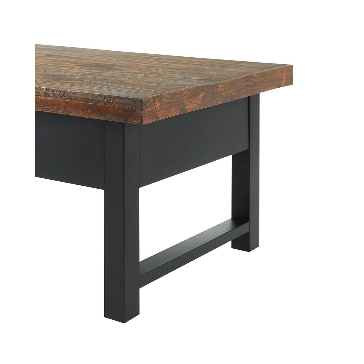 42" Pomona Coffee Table: Rustic Lift-Top Storage, Distressed Pine Wood, Industrial Style, Black Frame - thumbnail 8