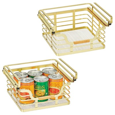 Mdesign Metal Kitchen Wide Under Shelf Basket, 2 Pack, Matte White/natural  : Target