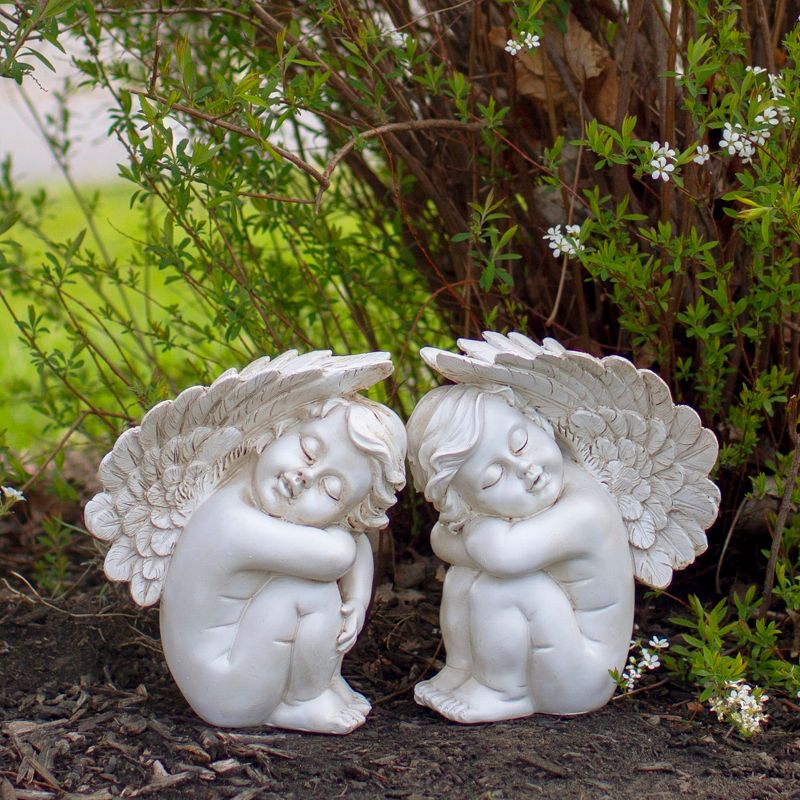Northlight 7.25" Ivory Right Facing Sleeping Cherub Angel Outdoor Garden Statue, 2 of 6