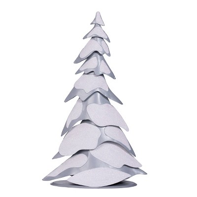 12in Snowy Alpine Metal Tabletop Christmas Tree Decorative Holiday Scene Props - Haute Décor