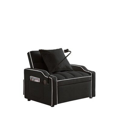 VYNXARIA 3-in-1 Sofa Bed, Convertible Sleeper Chair Sofa Bed Adjustable Pull Out Sleeper Chair Bed Multi-Pockets Folding Sofa for Living Room,Bedroom