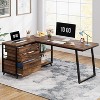NicBex Modern Home Office L-Shaped Computer Desk with Drawers & Shelves,Industrial Minimalist Corner Writing Desk with for Study,Studio - 2 of 4
