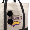 University Of Wisconsin Stevens Point Primary Logo Canvas Tote Bag With External Pocket, Reusable Shoulder Bag for Shopping, School, Beach, Black - 2 of 4