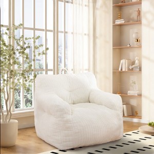 CAVINAS Faux Fur Fabric Bean Bag Chair,Oversized Lazy Sofa Chair with Armrest and High-Density Memory Foam,Modern Lounge Chair for Living Room - 1 of 4