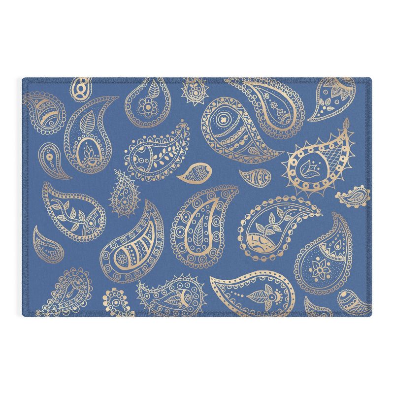 Cynthia Haller Classic blue and gold paisley Outdoor Rug - Deny Designs, 1 of 6