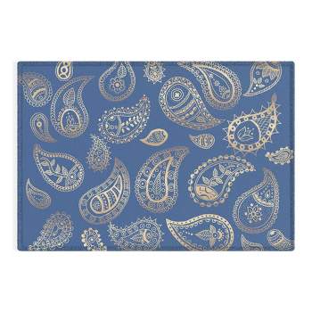 Cynthia Haller Classic blue and gold paisley Outdoor Rug - Deny Designs