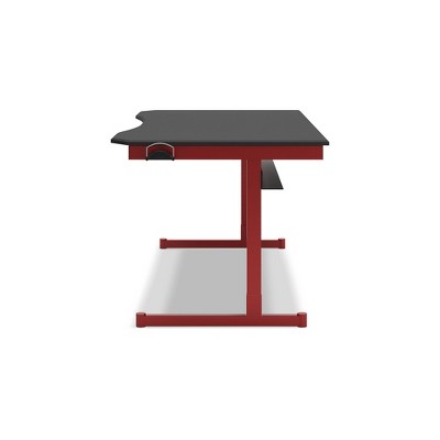 Red and Black Gaming Desk with Power Outlet and Cup Holder