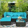 Tangkula Outdoor Rattan Sectional Loveseat Couch Conversation Sofa Set with Storage Box &Coffee Table Red/Navy/Turquoise - image 3 of 4