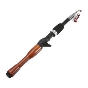 Unique Bargains Fiberglass Portable Collapsible Travel Fishing Rod Black & Wood Color 1 Pc - 1 of 3
