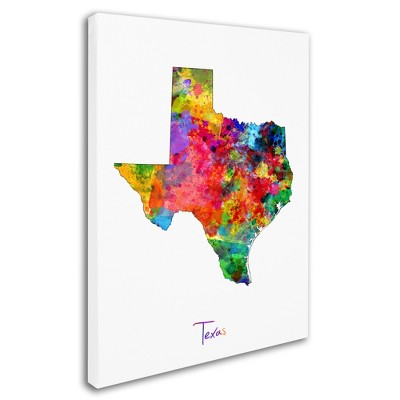Trademark Fine Art -Michael Tompsett 'Texas Map' Canvas Art