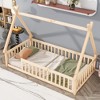 CAVINAS Twin Size Wood Montessori Bed,Modern Tent-Shaped Floor Bed Frame with Guardrails and Slats,Toddler Bed for Bedroom - 2 of 4