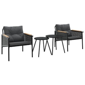vidaXL Patio Chairs with Cushions Seating Outdoor Garden Furniture Black Steel - 1 of 4