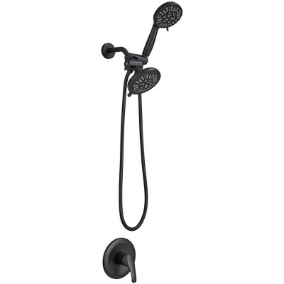 Single Handle 1-Spray Round Rain Shower Faucet Combo Set with Dual Function Pressure Balance Valve
