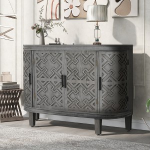 Accent Storage Cabinet Wooden Sideboard Cabinet with Antique Pattern Doors-ModernLuxe - 1 of 4