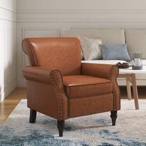 PIA RICCO Modern Wingback Accent Chair, Upholstered Faux Leather ...