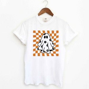 Simply Sage Market Women's Checkered Flower Ghost Short Sleeve Garment Dyed Tee - 1 of 2
