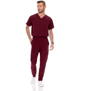 Medichic Men Scrubs Set - Stretch V-Neck Scrub Top with 7-Pocket Pants Workwear - 1 of 4