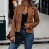 Women's Faux Suede Leather Jacket 2024 Fall Winter Clothes Casual Business Long Sleeve Blazer Jacket Coat - 2 of 4