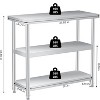 Stainless Steel Work Table with Lockable Casters,  3-Tier Commercial Kitchen Prep Table, Metal Utility Table - 2 of 4