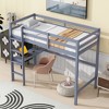 Twin High Loft Bed with Built-in Desk - Solid Rubber Wood Study Bed, Safety Guardrail & Sturdy Ladder - Bedroom Furniture,Gray - 2 of 4