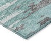 Teal Blue Charcoal And Silver Abstract Washable Indoor Outdoor Area Rug - 4 of 4
