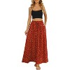 Women's Flowy High-Waist Maxi Skirt - Summer Pleated Long Skirt with Pockets Polka Dots Red - 3 of 4