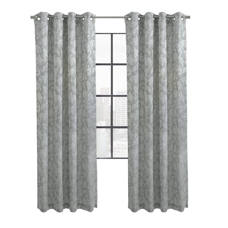 Habitat Valencia Light Filtering Provide Daytime Privacy Rich Woven Branch Leaf Design Grommet Curtain Panel Grey, 2 of 6