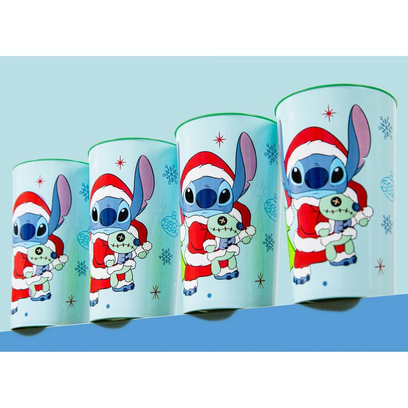 Silver Buffalo Disney Lilo & Stitch Santa Stitch 4-Piece Plastic Cup Set | Each Holds 22 Ounces, 2 of 9
