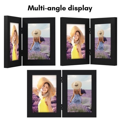 Black Hinged Double Picture Frame for 4x6 Photos