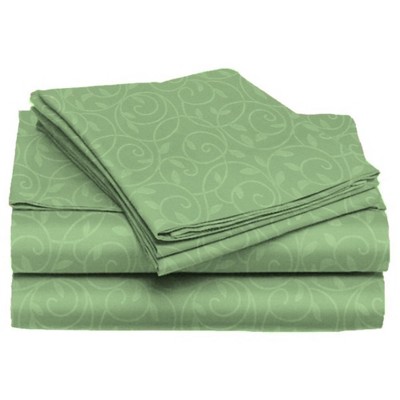 Plazatex Emboss Vine All Season Super Soft Microfiber Sheet Set, Green