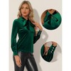 INSPIRE CHIC Women's Vintage Solid Gothic Velvet Dressy Bow Tie Neck Business Shirt - 2 of 4