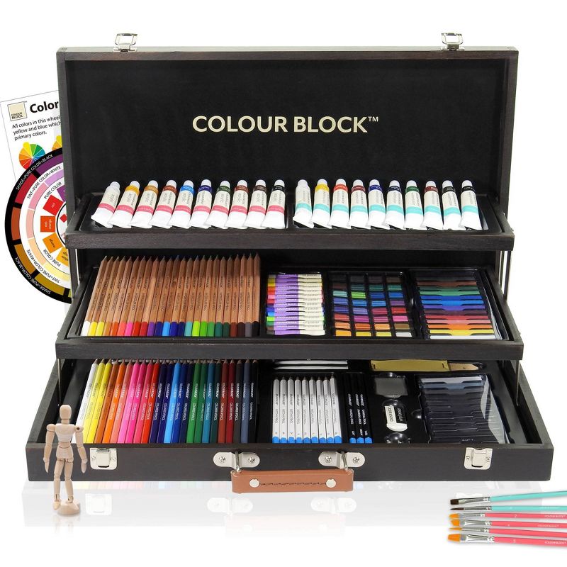 181pc Mixed Media Wood Box Art Set - Colour Block, 5 of 10
