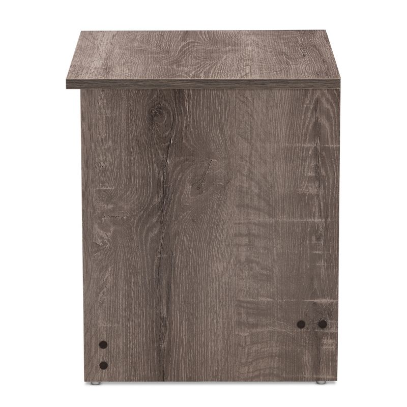 Gallia Modern and Contemporary Oak Finished 2 Drawer Nightstand Brown - Baxton Studio, 5 of 11