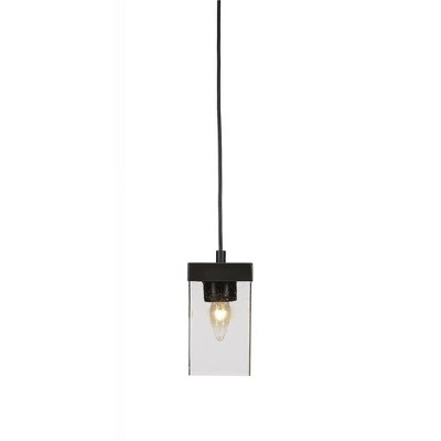 Toltec Lighting Nouvelle 1 - Light Pendant in  Espresso with 4" Square Clear Bubble Shade