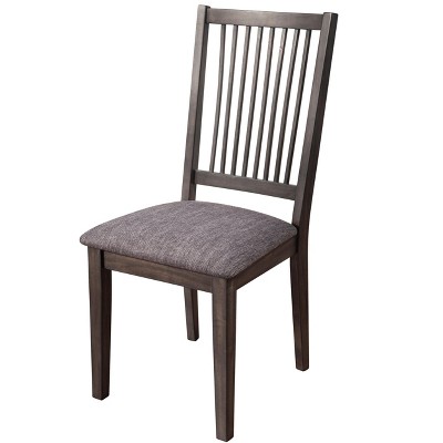 Transitional Gray Upholstered Side Chair with Wooden Slat Back