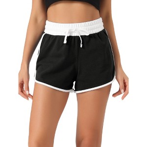 cheibear Women's Sweat Shorts Casual Summer Lounge Athletic Running Elastic Cotton Pajama Shorts - 1 of 4