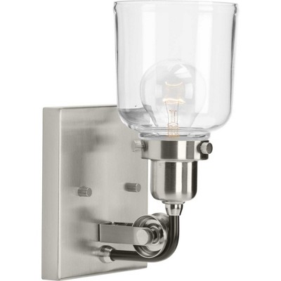 Rushton Brushed Nickel Wall Sconce with Clear Glass Shade