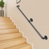 VEVOR Pipe Stair Handrail, 6FT Staircase Handrail, 440LBS Load Capacity Carbon Steel Pipe Handrail, Industrial Handrail with Wall Mount Support,Black - 2 of 4