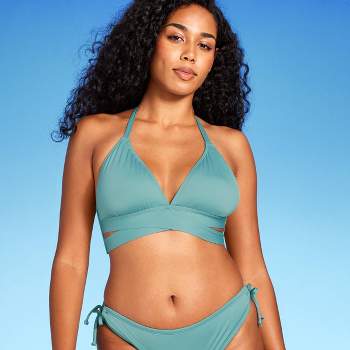 Women's Longline Square Neck Bralette Bikini Top - Shade & Shore™ Green Xl  : Target