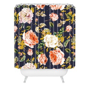 Marta Barragan Camarasa Night Garden Brushstrokes Shower Curtain Pink/Blue - Deny Designs: Polyester, Machine Washable, Buttonhole Top - 1 of 4