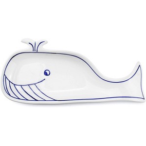 Cornucopia Brands Whale Spoon Rest; Blue and White Ceramic; Novelty Spoon Holder for Kitchen Stove - 1 of 4