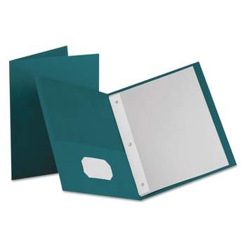 Oxford Twin-Pocket Folders with 3 Fasteners Letter 1/2" Capacity Teal 25/Box 57755