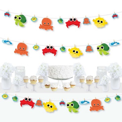 Big Dot of Happiness Under the Sea Critters - Baby Shower or Birthday Party DIY Decorations - Clothespin Garland Banner - 44 Pieces