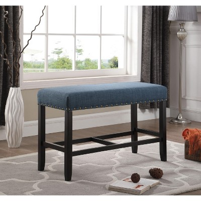 Okak Elegant Nailhead Trim Ottoman Bench with Wooden Legs,Upholstered Shoe Bench Dining Bench for Living Room,Entryway
