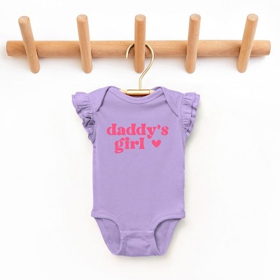 The Juniper Shop Daddy's Girl Heart Baby Flutter Sleeve Bodysuit