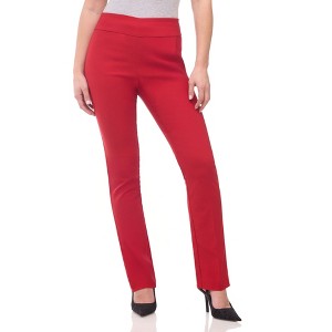 Rekkuna Women's Pull-On Straight Leg Dress Pants – Mid-Rise Office Slacks with Hidden Pocket and Flattering Fit - 1 of 4