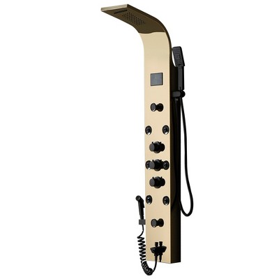 BWE 8-Jet Rainfall Shower Panel System with Rainfall Waterfall Shower Head and Shower Wand in