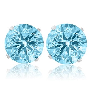 Pompeii3 2ct Blue Moissanite Studs 14K White Gold Earrings - 1 of 3