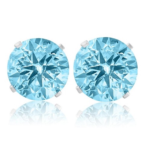 Pompeii3 2ct Blue Moissanite Studs 14K White Gold Earrings